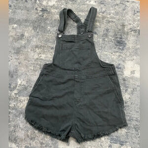 Aerie Stonewashed Jean Overalls, SZ XS, Black